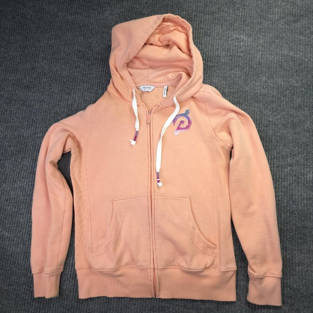 Peloton Hoodie Womens S Peach Full Zip Sweatshirt Athletic Fitness Gym Workout